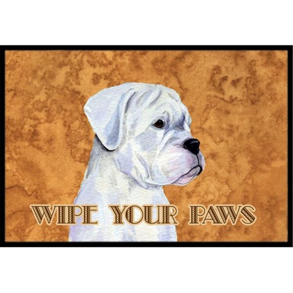 Carolines Treasures 18 X 27 In. White Boxer Wipe Your Paws Indoor Or Outdoor Mat CA74619 - main